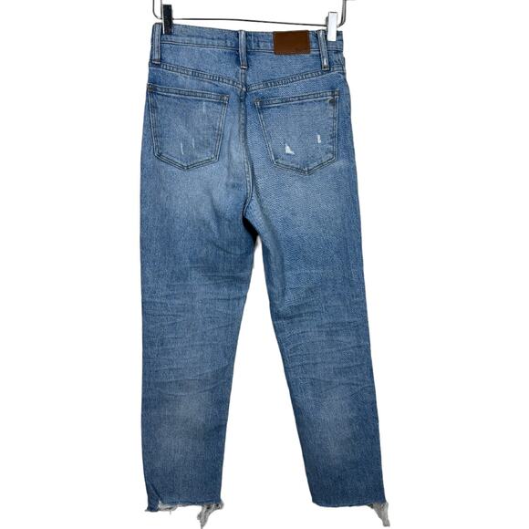 Madewell Classic Straight Jean 25 Corrie Wash Step Hem High Rise Distressed - Picture 4 of 10
